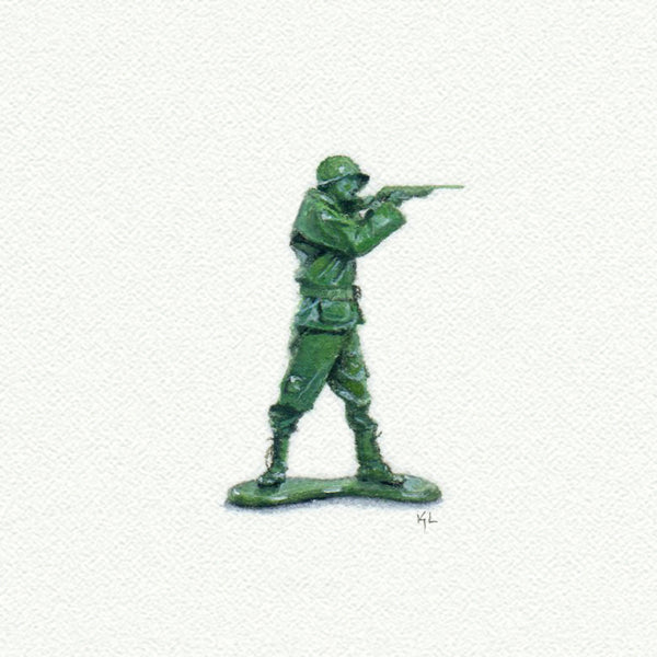 Army Man Miniature watercolor reproduction by Karen Libecap