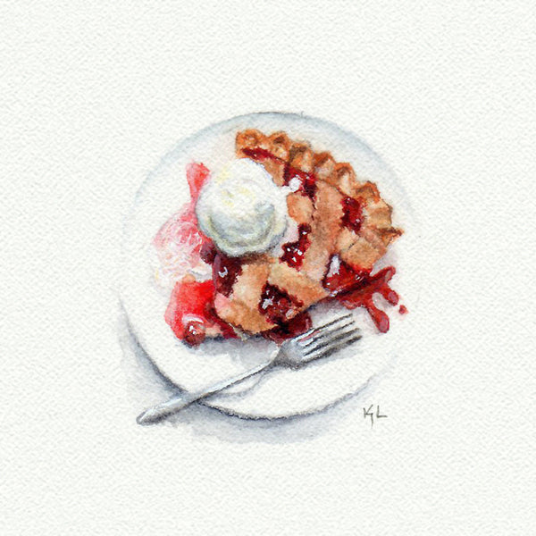 Cherry Pie Miniature watercolor reproduction by Karen Libecap