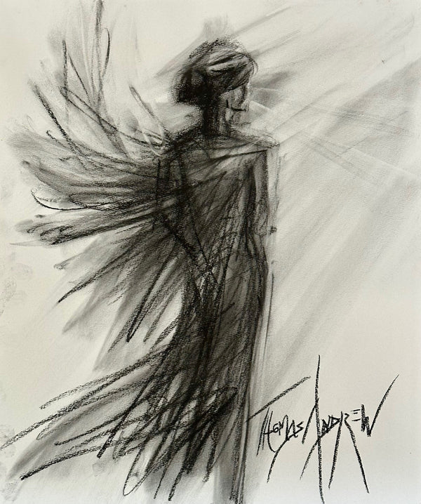 Angel Looking Away 01 / Charcoal