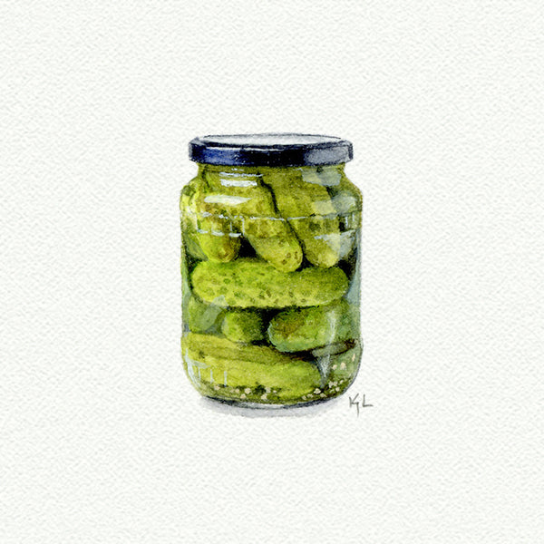 Jar of Pickles Miniature watercolor reproduction by Karen Libecap