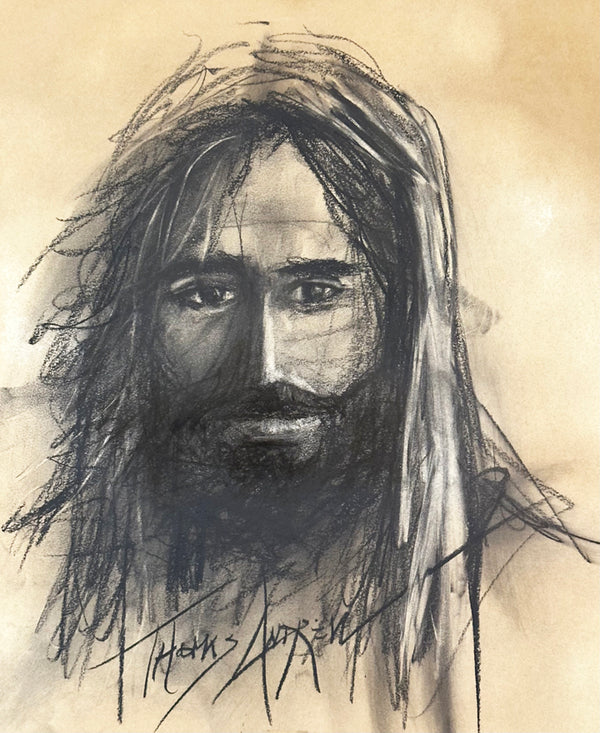 Jesus Gazing 01 / Sepia Charcoal