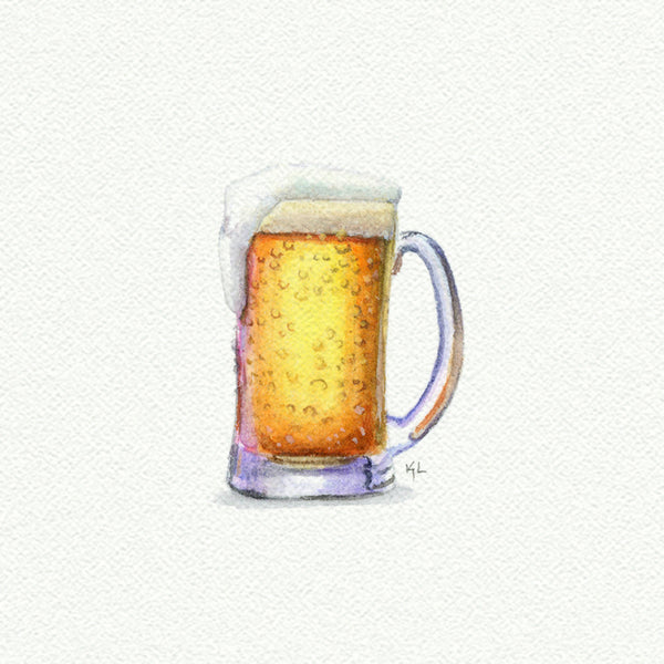 Beer Mug Miniature watercolor reproduction by Karen Libecap