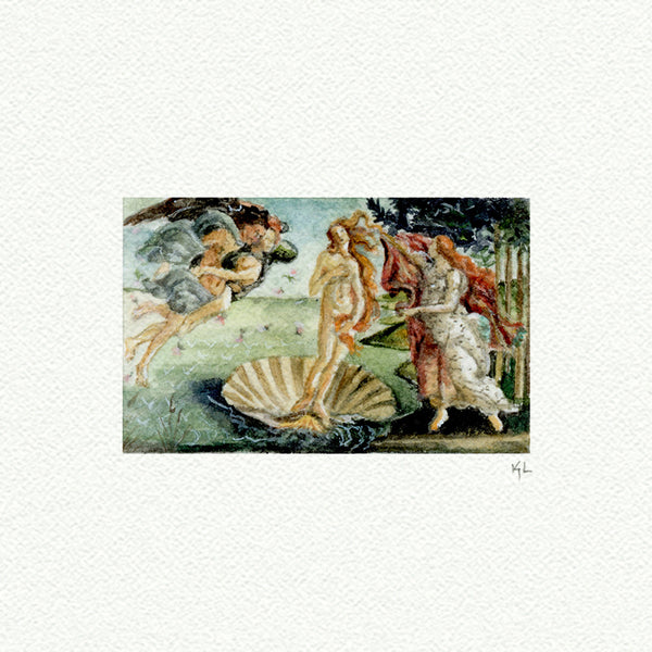 Birth of Venus Miniature watercolor reproduction by Karen Libecap