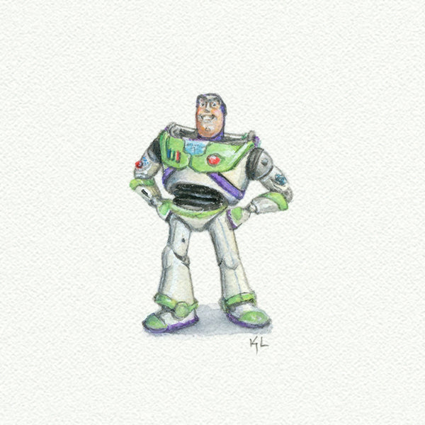 Buzz Light Year Miniature watercolor reproduction by Karen Libecap