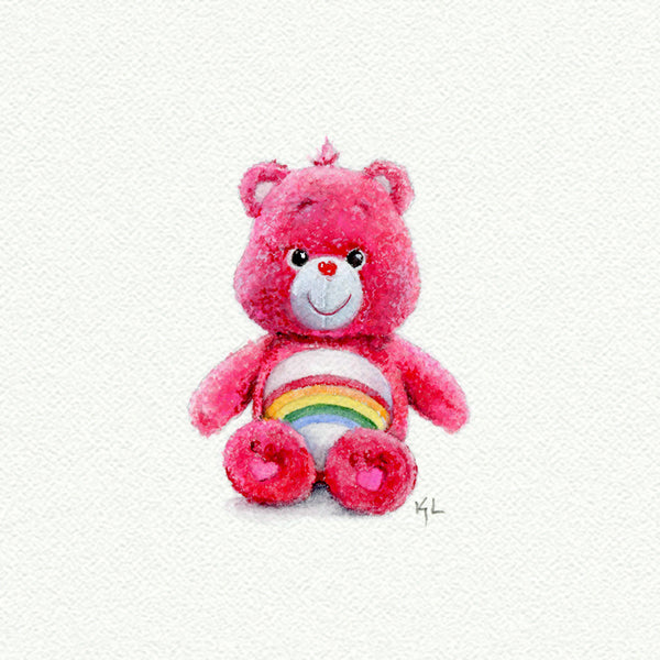 Care Bear Miniature watercolor reproduction by Karen Libecap