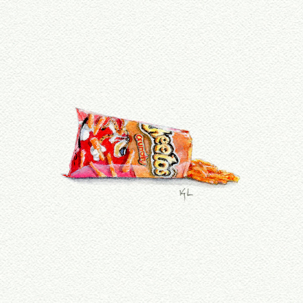 Cheetos Miniature watercolor reproduction by Karen Libecap