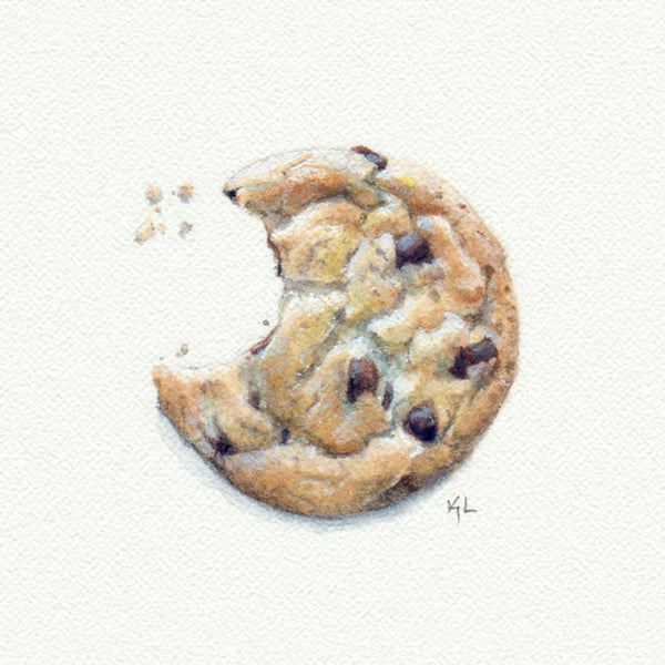 Chocolate Chip Cookie Miniature watercolor reproduction by Karen Libecap