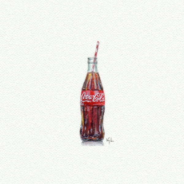 Coke Bottle Miniature watercolor reproduction by Karen Libecap