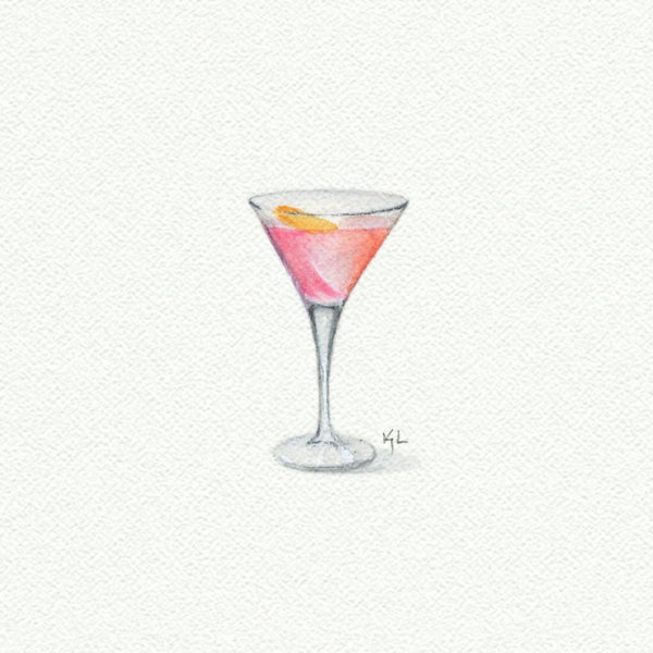 Cosmopolitan Miniature watercolor reproduction by Karen Libecap