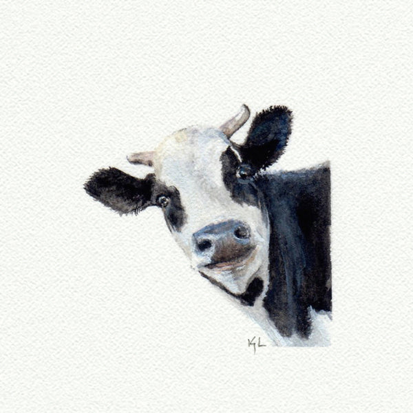 Cow Miniature watercolor reproduction by Karen Libecap