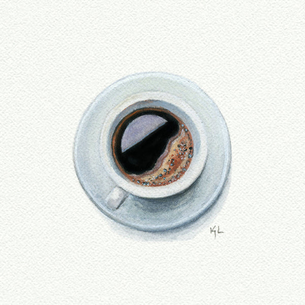 Cup of Coffee with Saucer Miniature watercolor reproduction by Karen Libecap