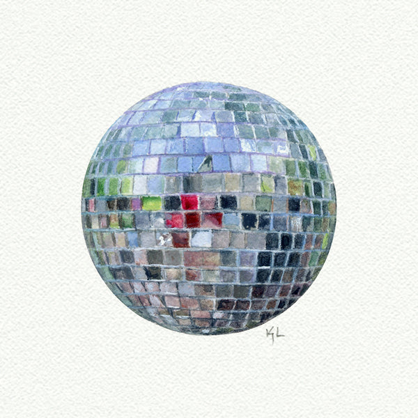 Disco Ball Miniature watercolor reproduction by Karen Libecap