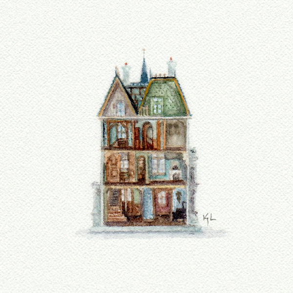 Dollhouse Miniature watercolor reproduction by Karen Libecap