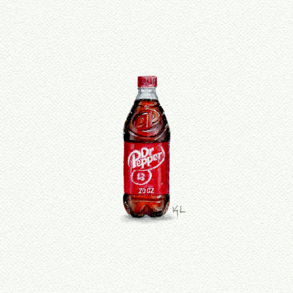 Dr. Pepper Miniature watercolor reproduction by Karen Libecap