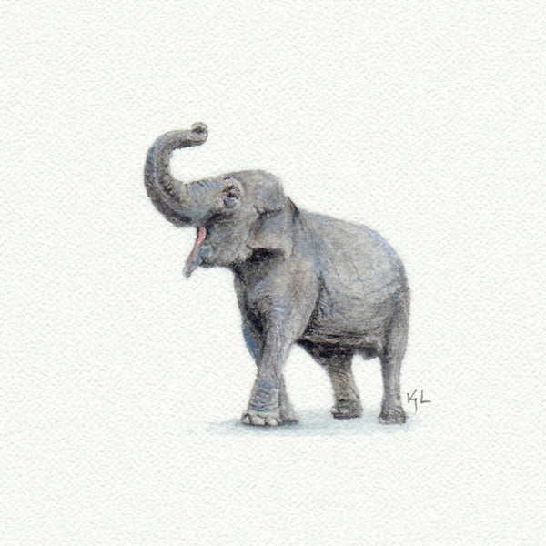 Elephant Miniature watercolor reproduction by Karen Libecap