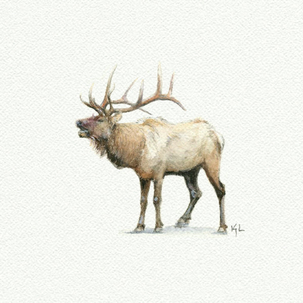 Elk Reindeer Miniature watercolor reproduction by Karen Libecap