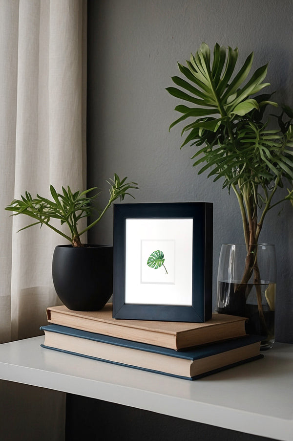 Monstera Plant Miniature watercolor reproduction by Karen Libecap