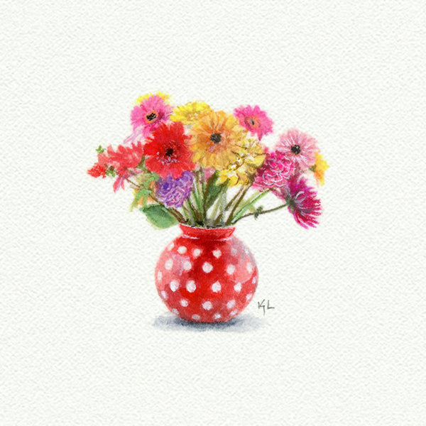 Flower Vase Miniature watercolor reproduction by Karen Libecap