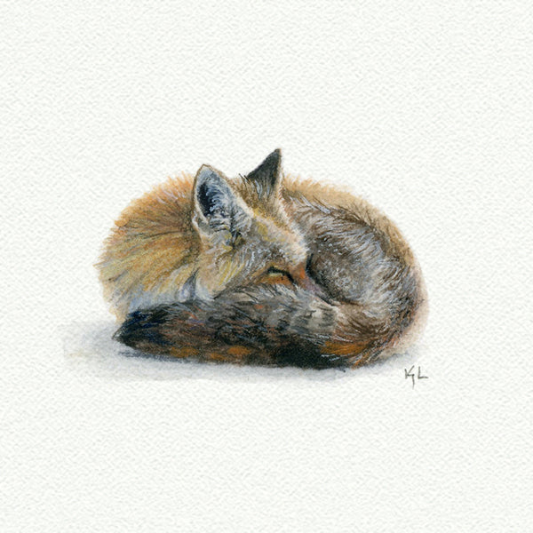 Fox Miniature watercolor reproduction by Karen Libecap