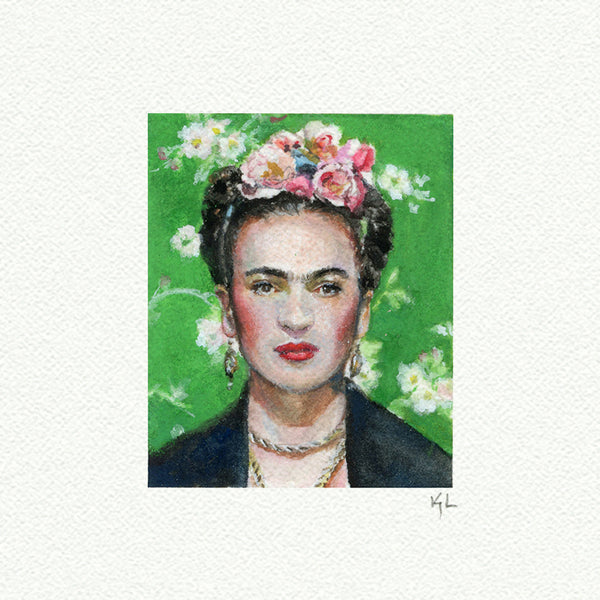 Frida Kahlo Miniature watercolor reproduction by Karen Libecap