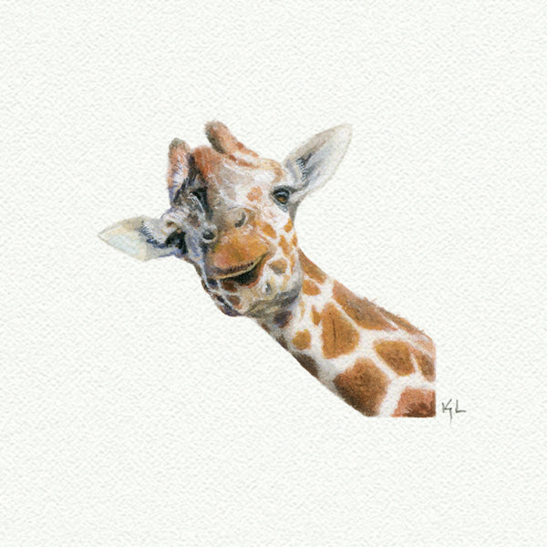 Giraffe Miniature watercolor reproduction by Karen Libecap