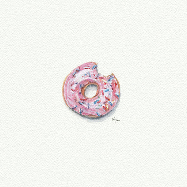 Glazed Donut Miniature watercolor reproduction by Karen Libecap