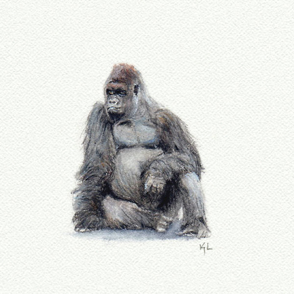 Gorilla Miniature watercolor reproduction by Karen Libecap