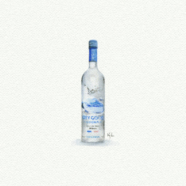 Grey Goose Vodka Miniature watercolor reproduction by Karen Libecap