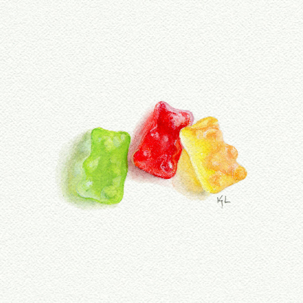 Gummy Bears Miniature watercolor reproduction by Karen Libecap