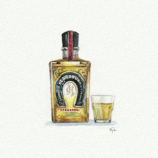 Herradura Tequila Miniature watercolor reproduction by Karen Libecap