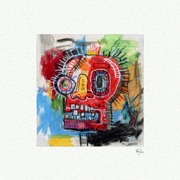 Jean Michael Basquiat Miniature watercolor reproduction by Karen Libecap