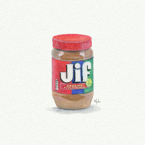 Jif Peanut Butter Miniature watercolor reproduction by Karen Libecap