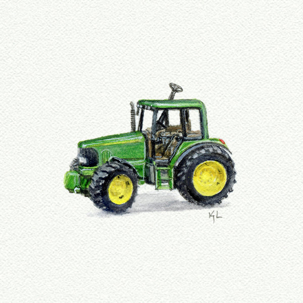 John Deere Tractor Miniature watercolor reproduction by Karen Libecap