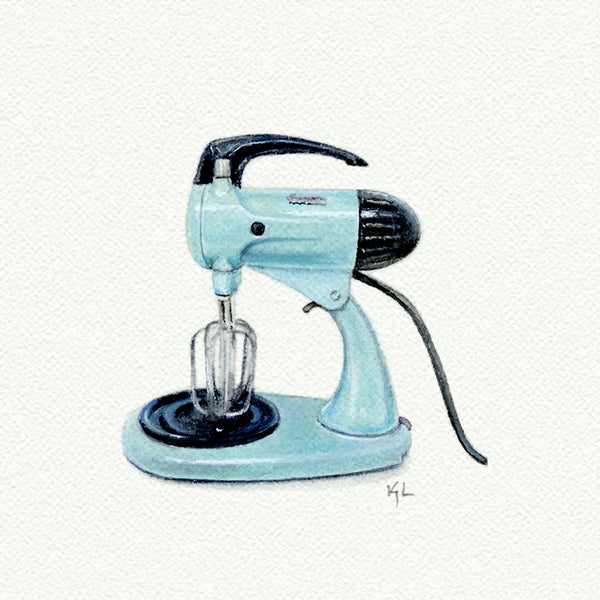 Kitchen Aid Mixture Miniature watercolor reproduction by Karen Libecap