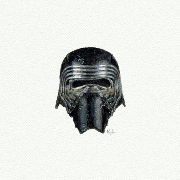 Kylo Ren Helmet Helmet Miniature watercolor reproduction by Karen Libecap