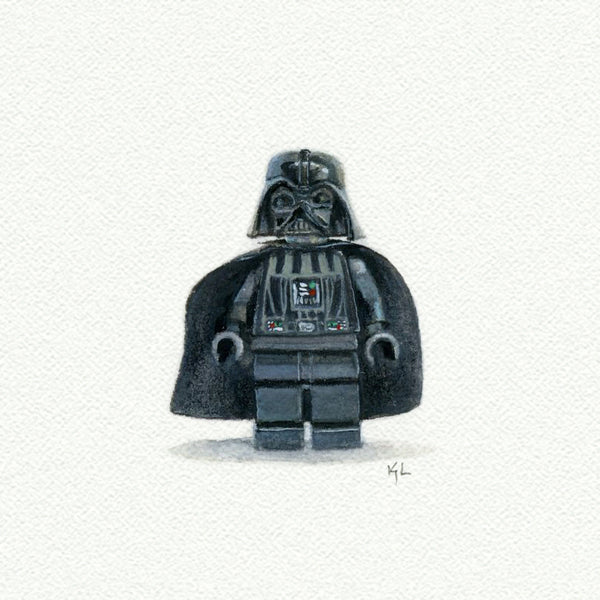 Lego Darth Vader Miniature watercolor reproduction by Karen Libecap (Copy)