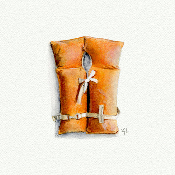 Life Vest Miniature watercolor reproduction by Karen Libecap