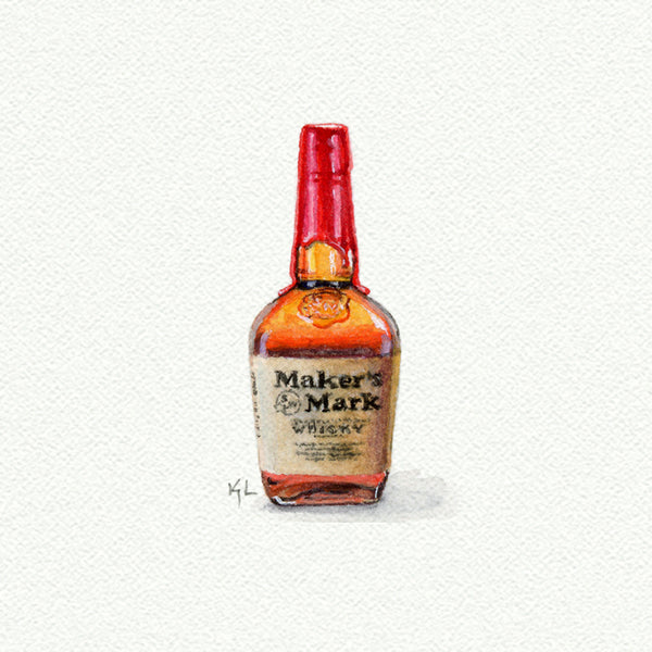 Makers Mark miniature watercolor reproduction by Karen Libecap