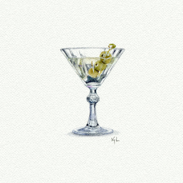 Martini Glass miniature watercolor reproduction by Karen Libecap