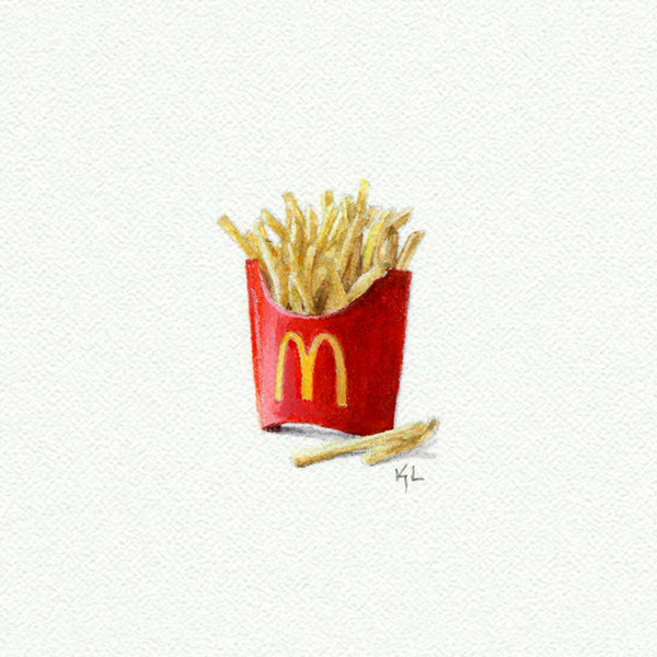 McDonalds French Fries miniature watercolor reproduction by Karen Libecap