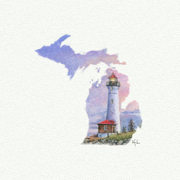 Michigan State Landscape #2 miniature watercolor reproduction by Karen Libecap