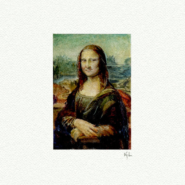 Mona Lisa miniature watercolor reproduction by Karen Libecap