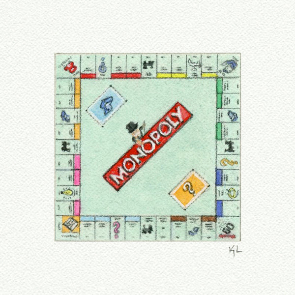 Monopoly miniature watercolor reproduction by Karen Libecap