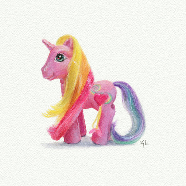 My Little Pony miniature watercolor reproduction by Karen Libecap