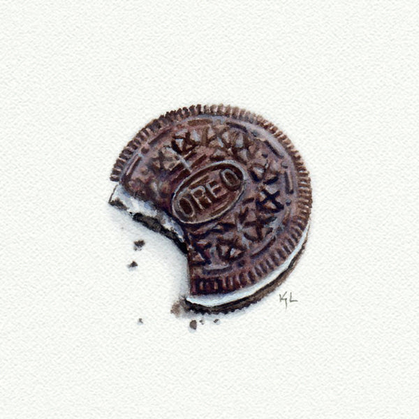 Oreo miniature watercolor reproduction by Karen Libecap