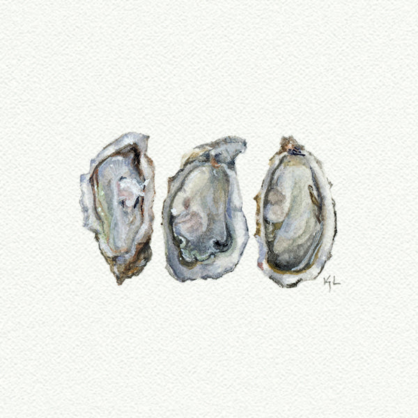 Oysters Miniature watercolor reproduction by Karen Libecap