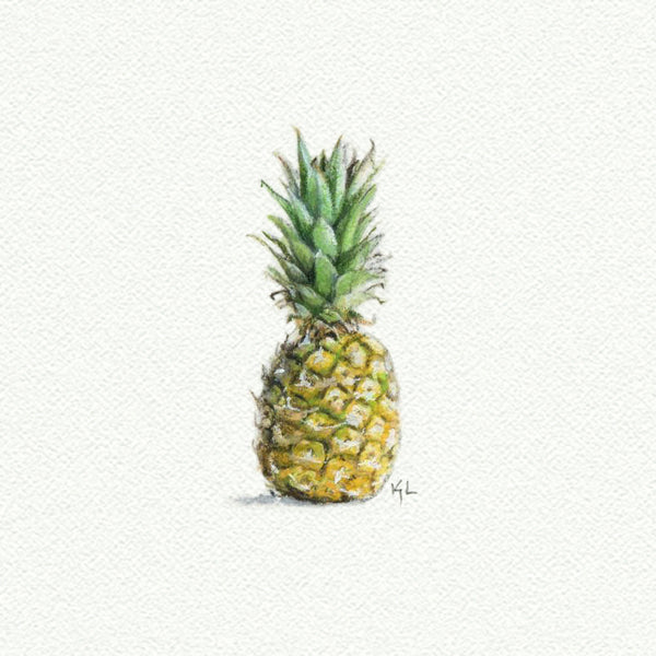 Pineapple miniature watercolor reproduction by Karen Libecap