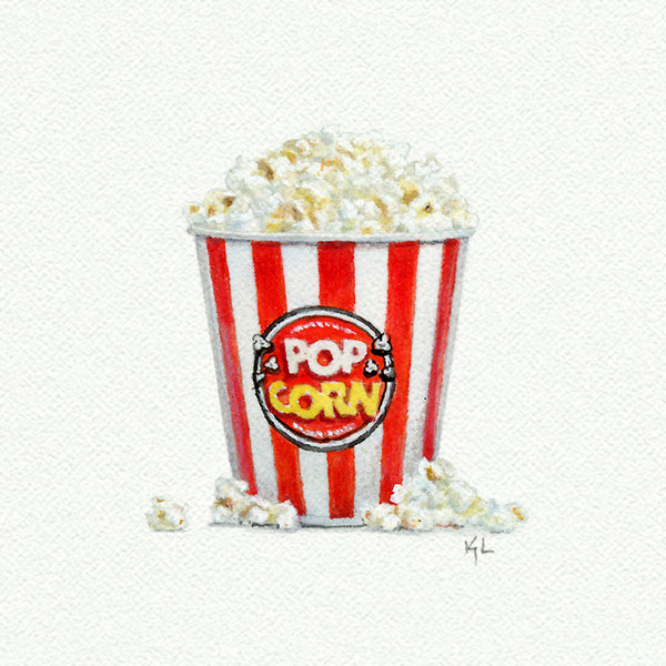 Popcorn miniature watercolor reproduction by Karen Libecap