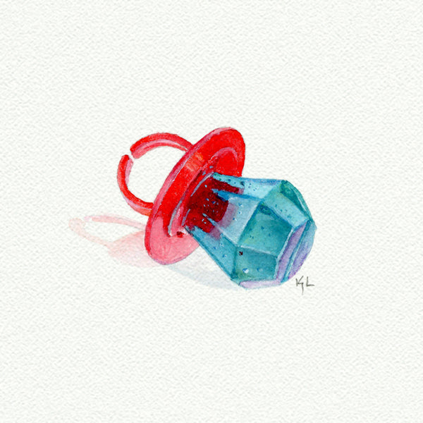 Ring Pop miniature watercolor reproduction by Karen Libecap