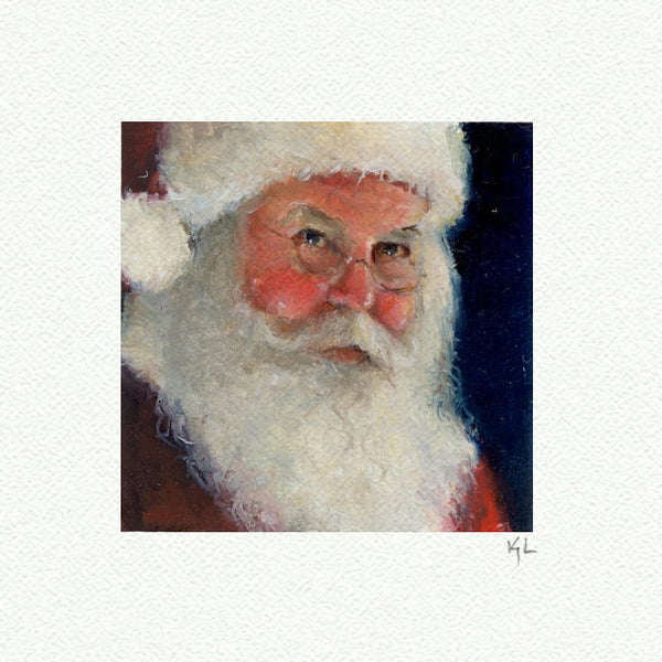 Santa Red miniature watercolor reproduction by Karen Libecap